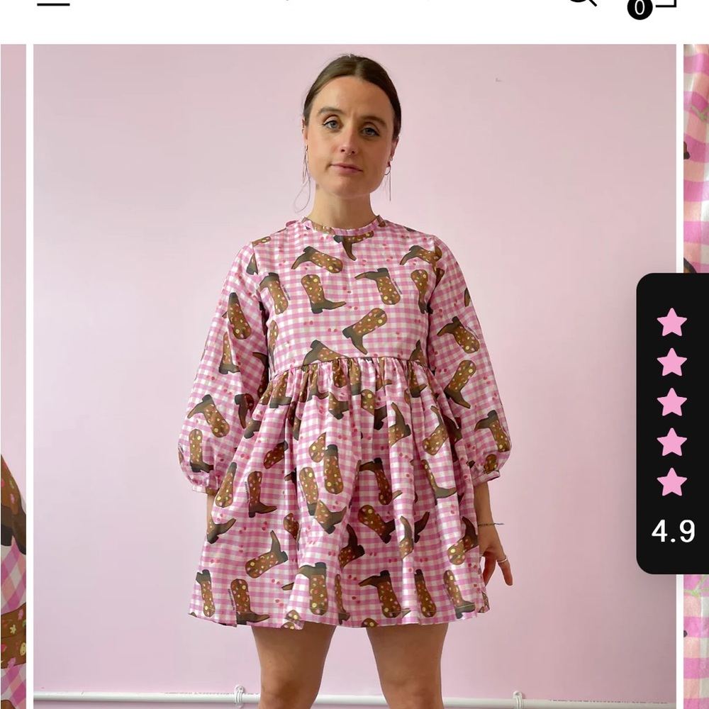 LIMITED EDITION NWT By Megan Crosby Gingham Cowboy Mini Dress